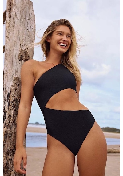 Deep Beach Siyah Tek Omuzlu Bütün Mayo Db20020m 001