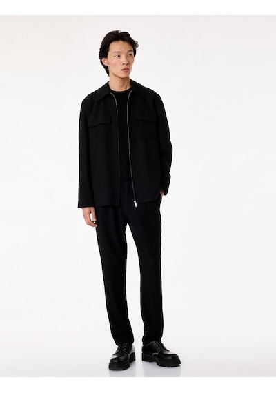 Koton Straight Fit Cepli Düğmeli Dokulu Kumaş Pantolon Siyah 6sam40015hk