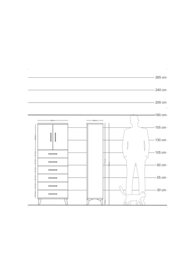 Arges Dolap 2 Raflı 6 Çekmeceli 2 Kapaklı 60x30x163 Antrasit-çam Antrasit