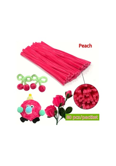 Fuşya Renkli 50 Adet Şönil, Tüylü Tel, Eğitici Şönil Seti, 30 Cm, Peluş Tel