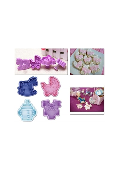 Plastik Basmatik Kurabiye Kalıbı Baby Shower Asorti