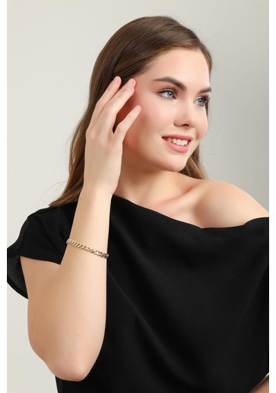 Altın Gurmet Bileklik İtaly Kilit 19 Cm En 6 Mm T14461 Renkli