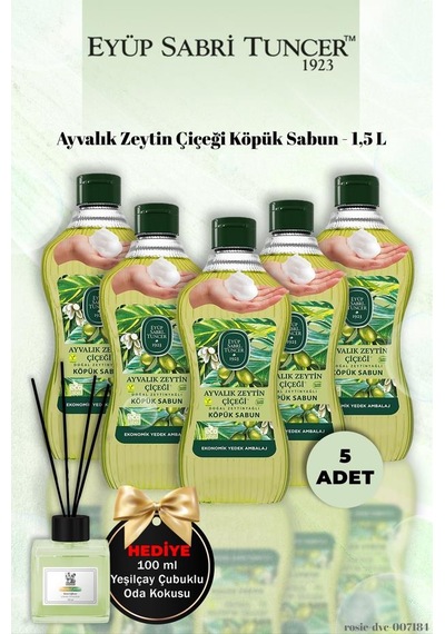 5'li Eyüp Sabri Tuncer Ayvalık Zeytin Çiçeği Köpük Sabun 1,5 L Yeşilçay Koku Hediye