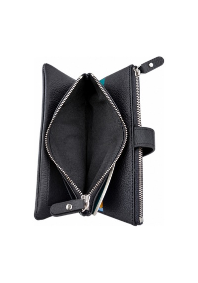 Alphaclub Bag Unisex Hakiki Deri Siyah Renk Fermuarlı Çok Bölmeli Uzun Cüzdan