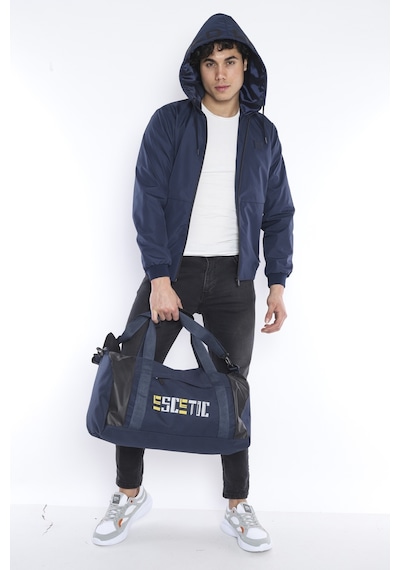 Escetic Erkek Spor Lacivert Slimfit Kapşonlu İnce Yağmurluk / Rüzgarlık-3 Lacivert