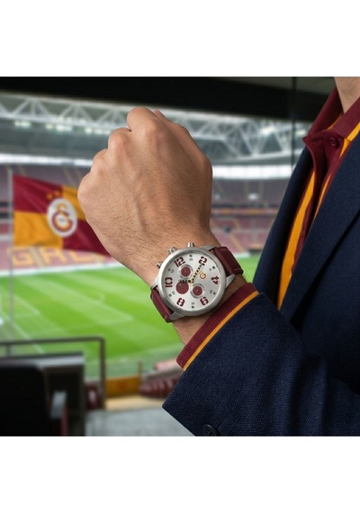 Galatasaray Orijinal Lisanslı Siyah Deri Kol Saati Çelik