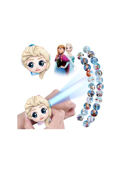 Frozen Karlar Ülkesi Elsa Ve Anna Karakterli 24 Farklı Görüntü Projeksiyonlu Çocuk Kol Saati