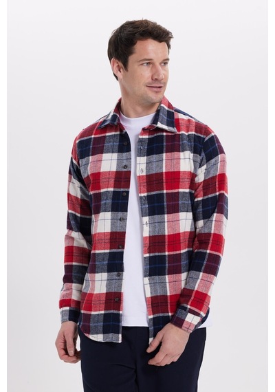 Tudors Erkek Slim Fit Dar Kesim Kareli Kışlık Oduncu Gömlek-42119 Kırmızı Tudors Erkek Slim Fit Dar Kesim Kareli Kışlık Oduncu Gömlek-42119 Kırmızı