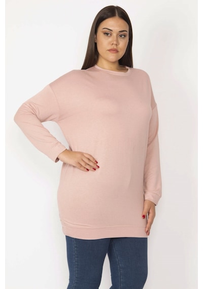 Şans Kadın Pembe Bisiklet Yakalı Uzun Kollu Viskon Bluz 65n29997-pembe Pembe