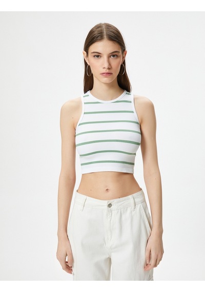 Koton Crop Atlet Bisiklet Yaka Kolsuz Slim Fit Ribanalı Haki Çizgili 4sal30076ık 4SAL30076IK8S7 Koton Crop Atlet Bisiklet Yaka Kolsuz Slim Fit Ribanalı Haki Çizgili 4sal30076ık 4SAL30076IK8S7