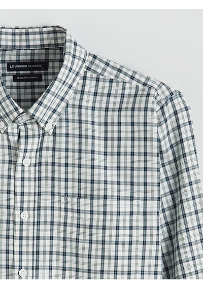Lcwaıkıkı Classic Yeşil Regular Fit Ekose Gabardin Erkek Gömlek