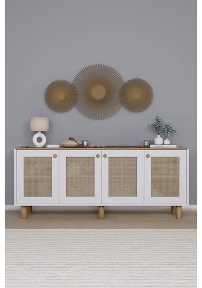 Bohem Serisi Natura Pvc Hasır Desen Mat Beyaz - Açık Ceviz Konsol Açık Ceviz & Beyaz Bohem Serisi Natura Pvc Hasır Desen Mat Beyaz - Açık Ceviz Konsol Açık Ceviz & Beyaz