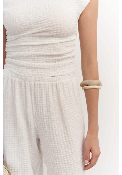 Mai Collection Mai Studios Co. Sona Beyaz Asimetrik Bluz Pantolon Takım Beyaz