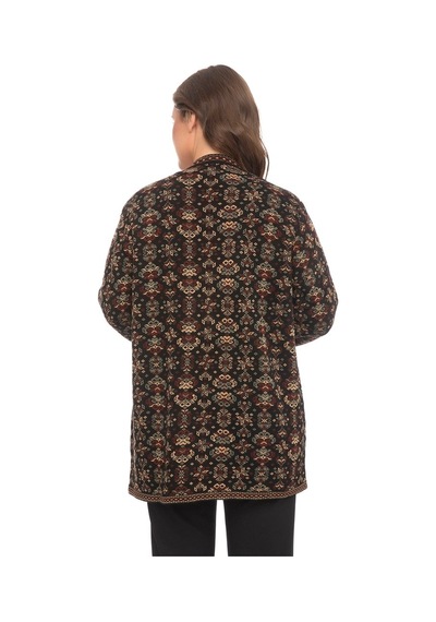 Uludağ Triko Kadın Kilim Hırka Gümüş