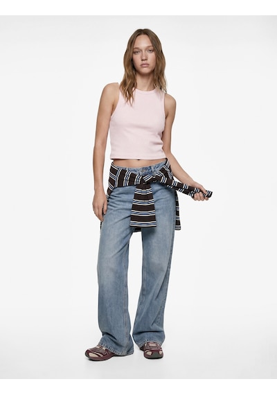 Koton Bisiklet Yaka Kolsuz Slim Fit Pamuklu Atlet Pembe 6sal30059ık Gül