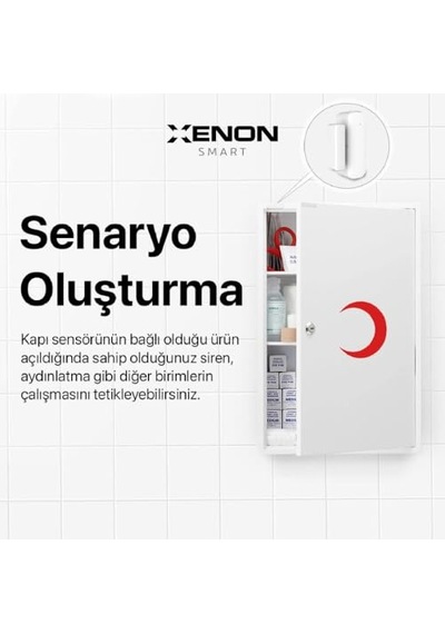 Xenon Smart Akıllı Kapı Ve Pencere Sensörü Kablosuz Mobil Uygulama Denetimli Wi-fi Ev Güvenlik Sistemi Google Home/alexa Uyumlu Pencere Kontağı X7502