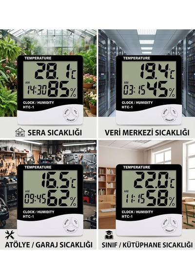 Lexroo Bebek Odası, Ev, Ofis Ve Soğuk Hava Deposu İçin Saatli Sıcaklık Ve Nem Ölçer
