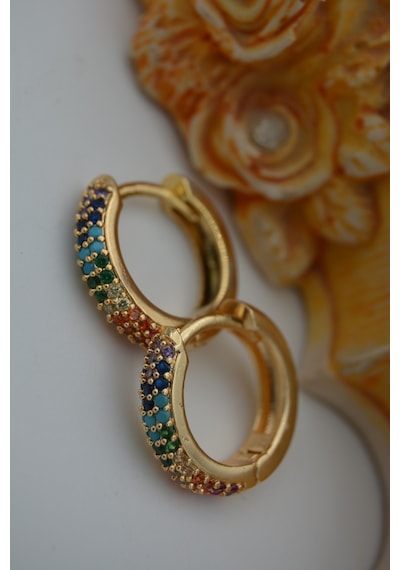 Stoneagejewellery Stoneage Zirkon Taşli Kilitli Küpe N11.88570 Çok Renkli