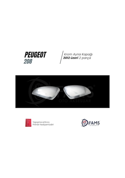 Peugeot 208 Krom Ayna Kapağı 2 Parça 2012 Ve Üzeri Paslanmaz Çelik