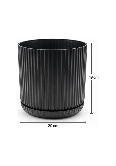 Lınje Dekoratif Saksı Siyah 10 Adet 5 Lt/ 20 Cm İç & Dış Mekan Pp Saksı