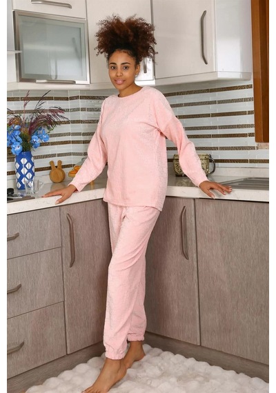 Kadın Kadife Pijama Takım Pembe