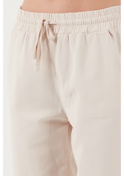 Lela Pamuklu Normal Bel Regular Fit Düz Paça Bayan Pantolon 668Yp42282S4 Taş
