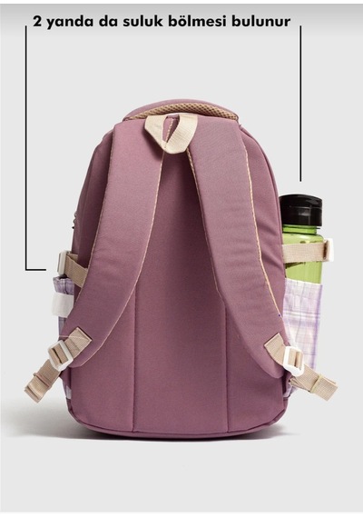 Relaxion 2203-1395 Kore Tarzı Unisex Çocuk Üçlü Set İlkokul Sırt Çantası Pembe