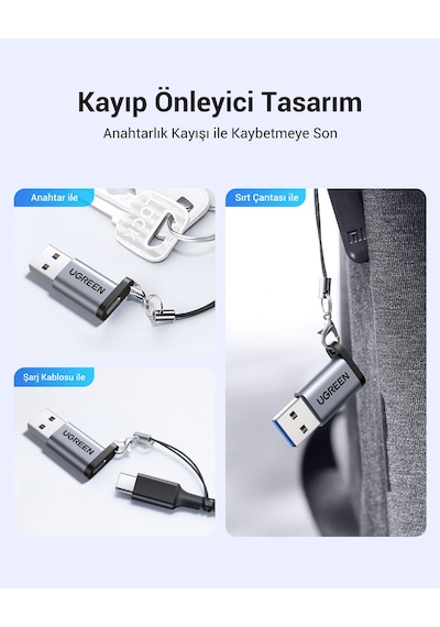 Ugreen Usb-a 3.0 Male To Usb-c Female 5 Gbps Dönüştürücü Adaptör, 50533