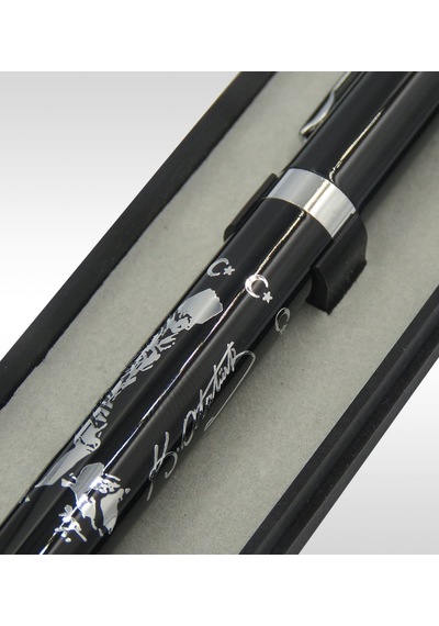 Kişiye Özel Atatürk Kabartma Figürlü Touchpen Metal Tükenmez Kale