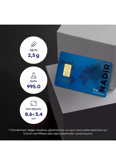 Nadir 2,5 Gram 24 Ayar 995 Milyem Külçe Altın 2,5 Gr Yatırımlık Altın