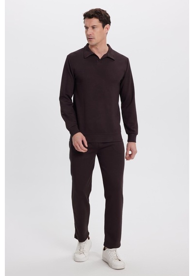 Tudors Erkek Slim Fit Dar Kesim Beli Bağcıklı 3 Cepli Geniş Paça Koyu Kahve Eşofman Altı-41912 Koyu Kahve