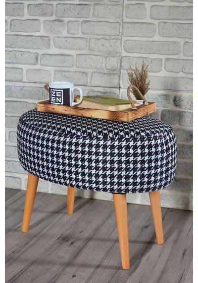 Valente Oval Puf Kazayağı Desenli Kazayağı