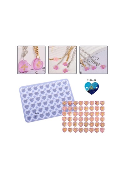 Siliko World Epoksi Silikon Kalıp Çoklu Kalp Bileklik Kolye Halhal Süsleme Kalıbı 2 Iki Pimli 1,1cm Diğer