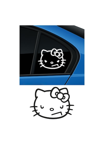 Kızgın Hello Kitty Sticker, Oto Sticker, Motor Sticker 10x7 Cm