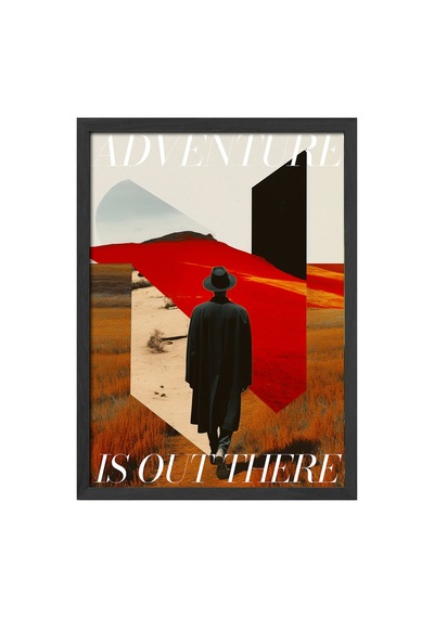 Adventure Siyah Ahşap Çerçeveli Poster, Dekoratif Seyahat Duvar Tablosu