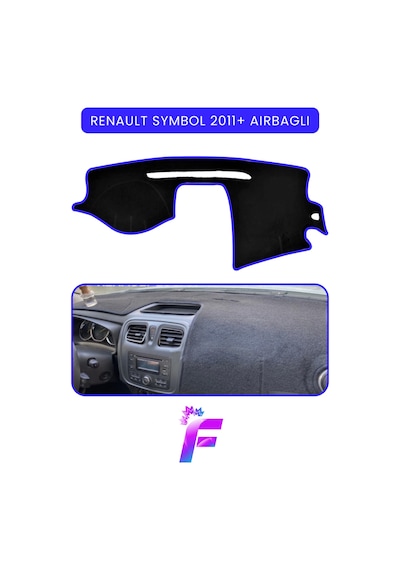 Renault Symbol Aırbaglı 2012-2020 Torpido Örtüsü Güneşten Korur Kolay Montaj Tam Uyum A71 Mavi