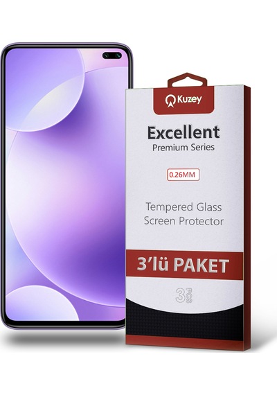 Xiaomi Redmi K30 ile Uyumlu Kırılmaz Temperli Ekran Koruyucu Cam Ekonomik 3'lü Paket