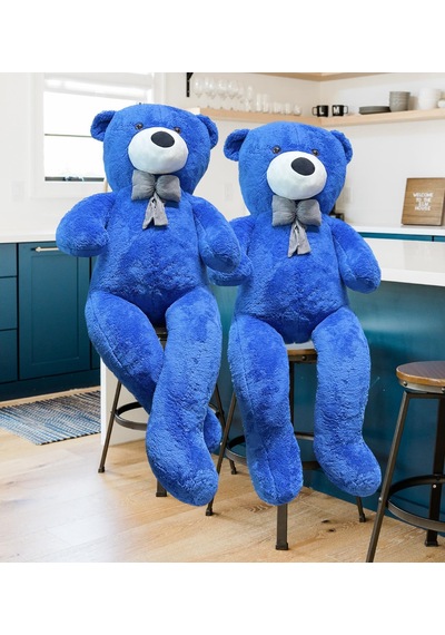 130 Cm Papyonlu Sevimli Peluş Ayı - Sevgiliye Özel Hediye Mavi