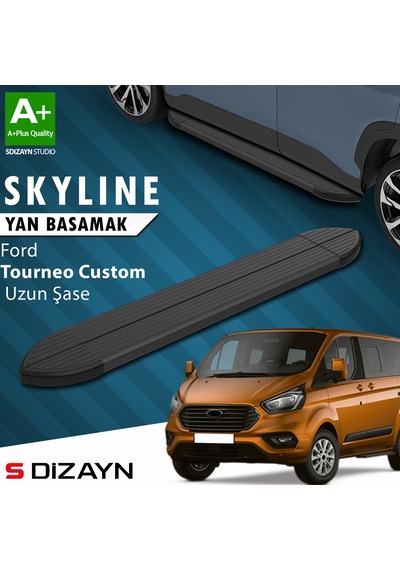 S-dizayn Ford Tourneo Custom Uzun Şase Skyline Siyah Yan Basamak 243 Cm 2012-2023 A+ Kalite