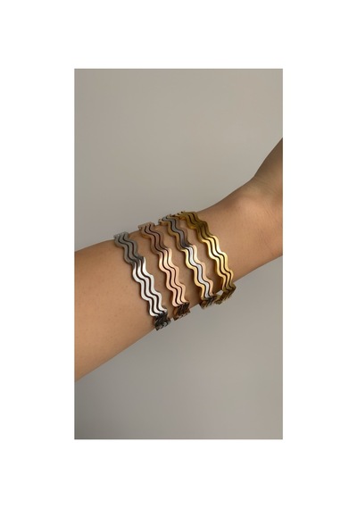 Çelik Rose Gold Zigzag Glorya Kelepçe -kararma Yapmaz Altın 10std Paslanmaz Çelik Pembe