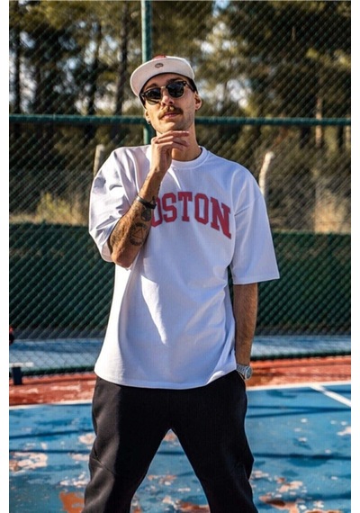 Flood Of Style Erkek Beyaz Boston Tshirt