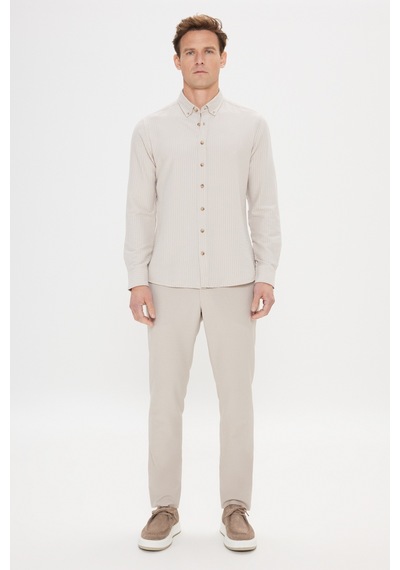 AC&Co / Altınyıldız Classics Erkek Bej Pamuklu Slim Fit Dar Kesim Düğmeli Yaka Gofre Desenli Gömlek Bej AC&Co / Altınyıldız Classics Erkek Bej Pamuklu Slim Fit Dar Kesim Düğmeli Yaka Gofre Desenli Gömlek Bej