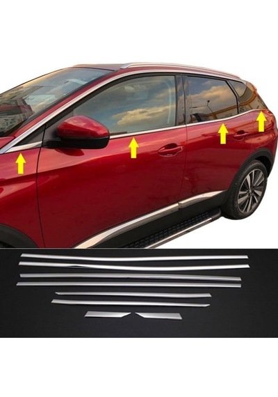 Peugeout 3008 2016+ Alt Cam Çıtası 8 Parça Krom