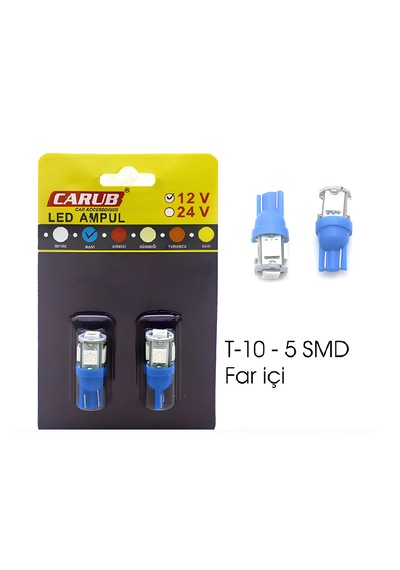 Carub Ampul 12v T-10 5led Smd Fariçi Mavi