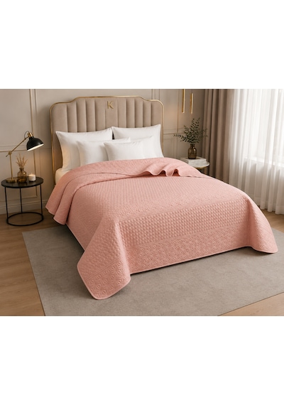 Kapreo Home Çok Amaçlı Çift Kişilik Yatak Örtüsü 200 X 220 Bej - Pembe
