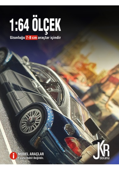 Most Wanted V1 Diecast Led Işıklı Akrilik Korumalı Stand/diorama 1:64 Ölçek