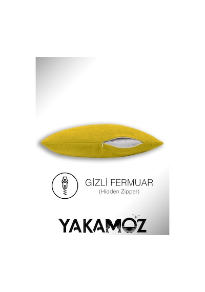 Br Yakamoz Güneş Sarısı Kırlent , Yastık Kılıfı Kadife Görünümlü Velvet Touch Serisi Güneş Sarısı