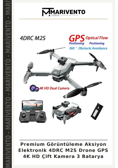 Premium Görüntüleme Aksiyon Elektronik 4drc M2s Drone Gps 4k Hd Çift Kamera 3 Batarya