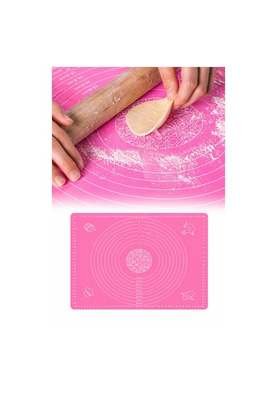 Silikon Hamur Açma Yoğurma Matı Skalalı Kaymaz Yapışmaz Kolay Temizlenebilir 40x50 Cm Kırmızı