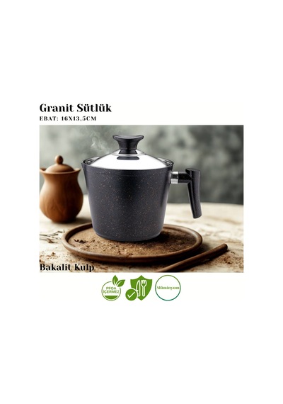 12 Parça Granit Set Çelik Kapak - Siyah Siyah